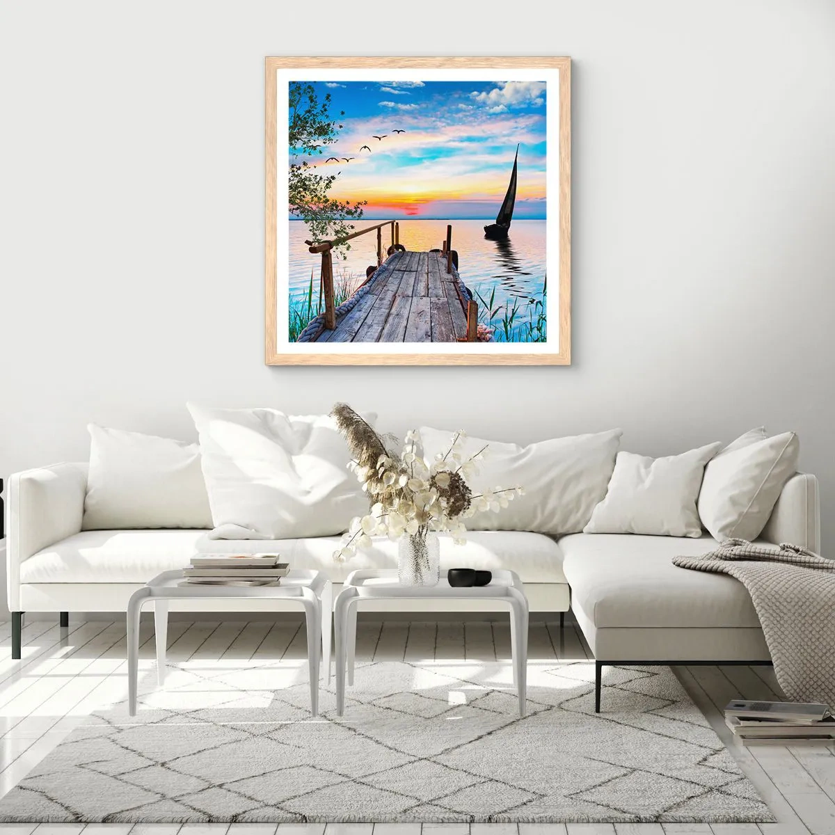 Een poster in een licht eiken lijst - Goedeavond - 60x60 cm