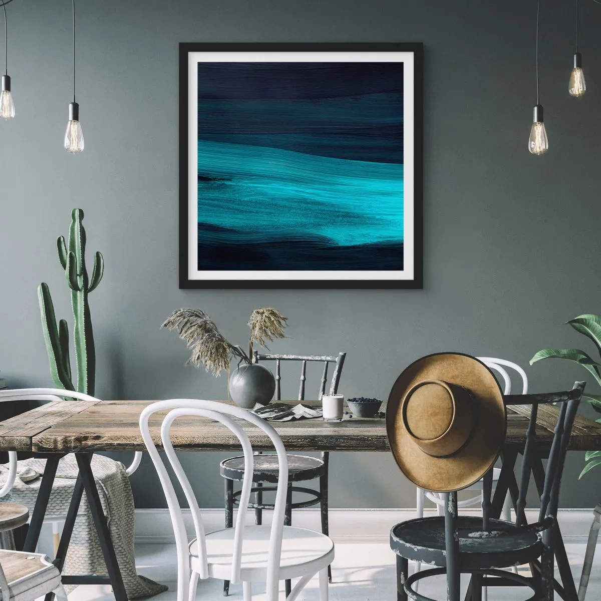 Poster in een zwarte lijst - Ga met de stroom mee - 30x30 cm