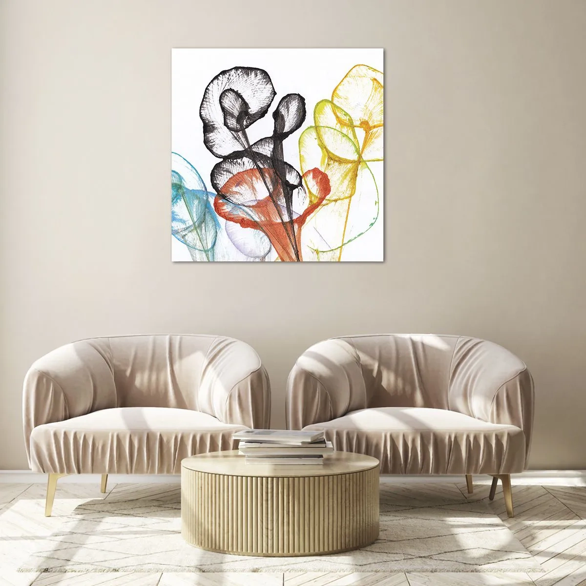 Schilderen op glas - Bloemen met een ziel - 50x50 cm