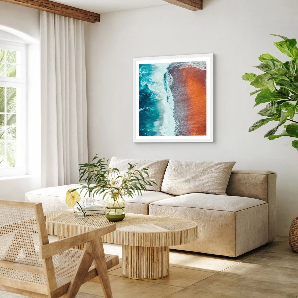 Poster in een witte lijst - Aanraking van de oceaan - 30x30 cm