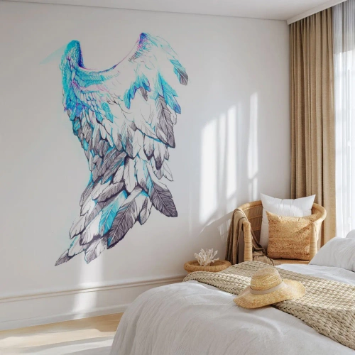 Zelfklevend Fotobehang Deluxe Sticker - Ik heb vleugels nodig - Abstractie, Vogel vleugel, Vogelveren - 350x256 cm