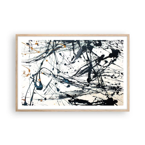 Een poster in een licht eiken lijst - Expressionistische abstractie - 91x61 cm