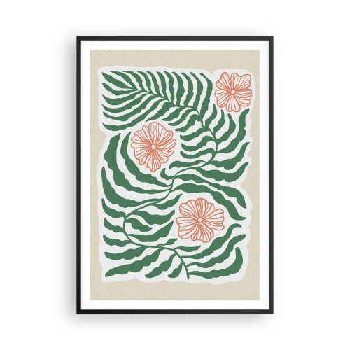 Poster in een zwarte lijst - Bloeiend in het groen - 70x100 cm