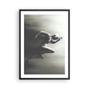 Poster in een zwarte lijst - Een abstract bewegend figuur in monochrome tinten. - 50x70cm - Niet te stopen - Moderne wanddecoratie voor woonkamer en slaapkamer ARTTOR