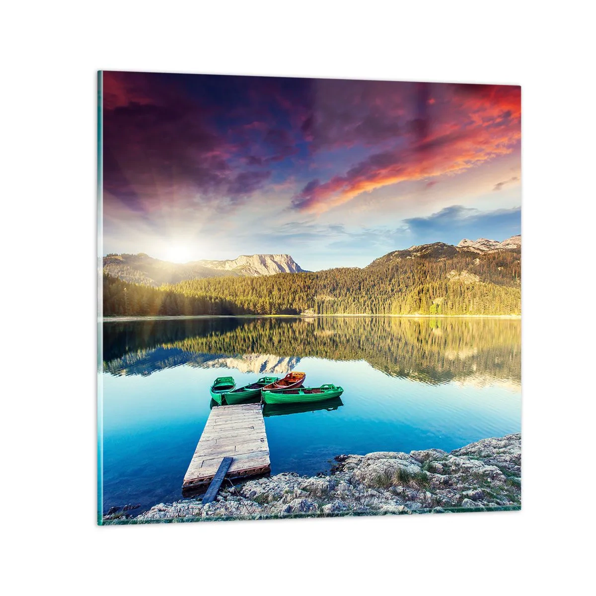 Schilderen op glas - Over het water zo glad als een spiegel - 70x70 cm