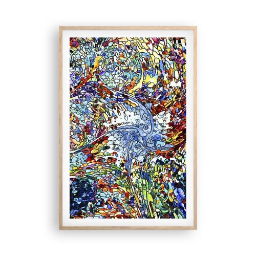 Een poster in een licht eiken lijst - Glas in lood druppel - 61x91 cm