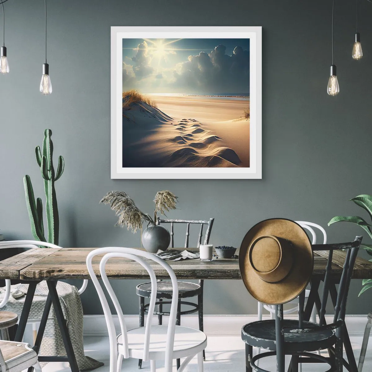 Poster in een witte lijst - Een rustgevend landschap - 40x40 cm