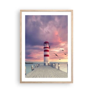 Een poster in een licht eiken lijst - Het is tijd naar de haven te gaan - 50x70 cm