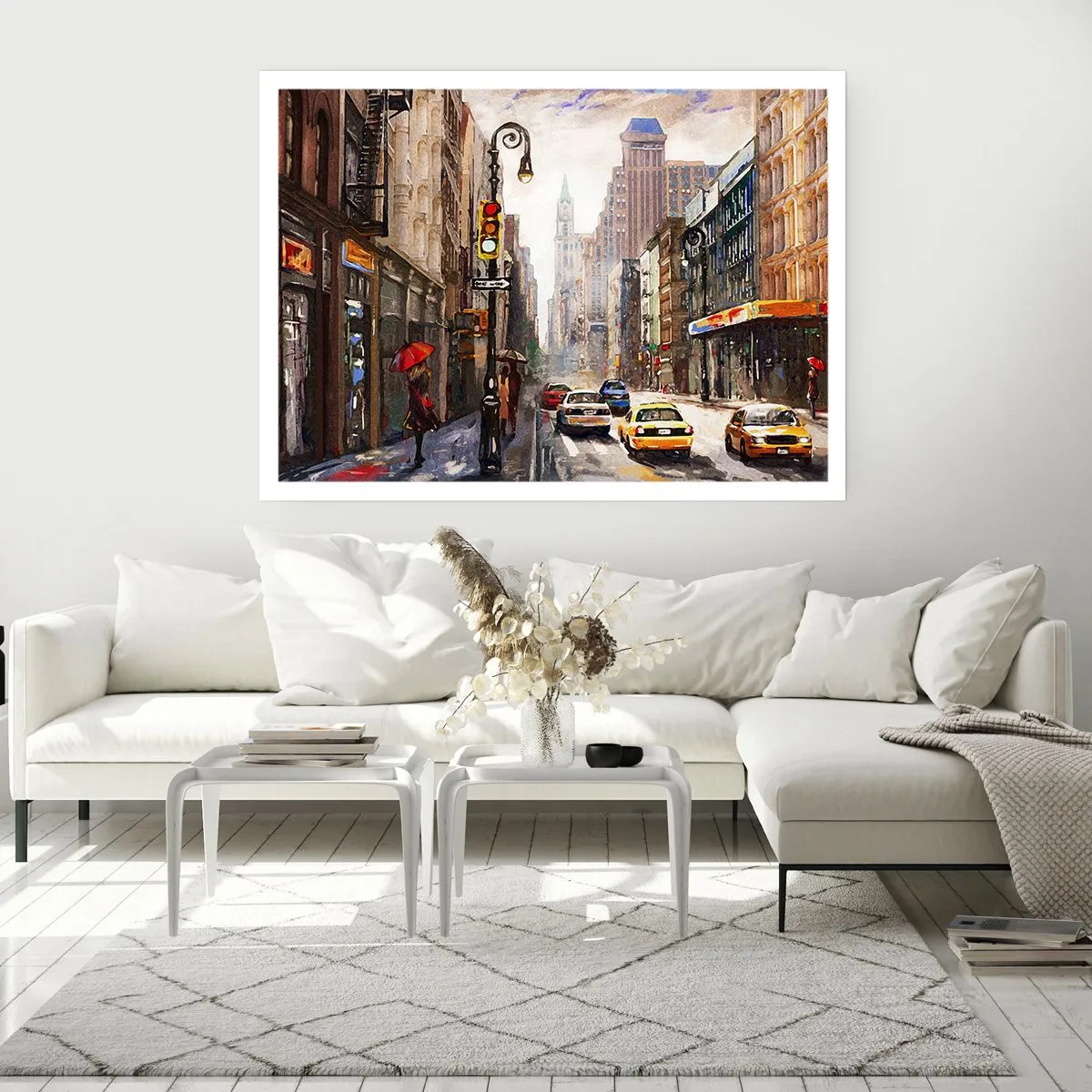 Poster - New York - ook kleurrijk in de regen - 100x70 cm