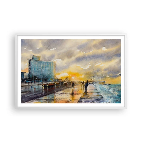 Poster in een witte lijst - Het leven aan de oever - 91x61 cm