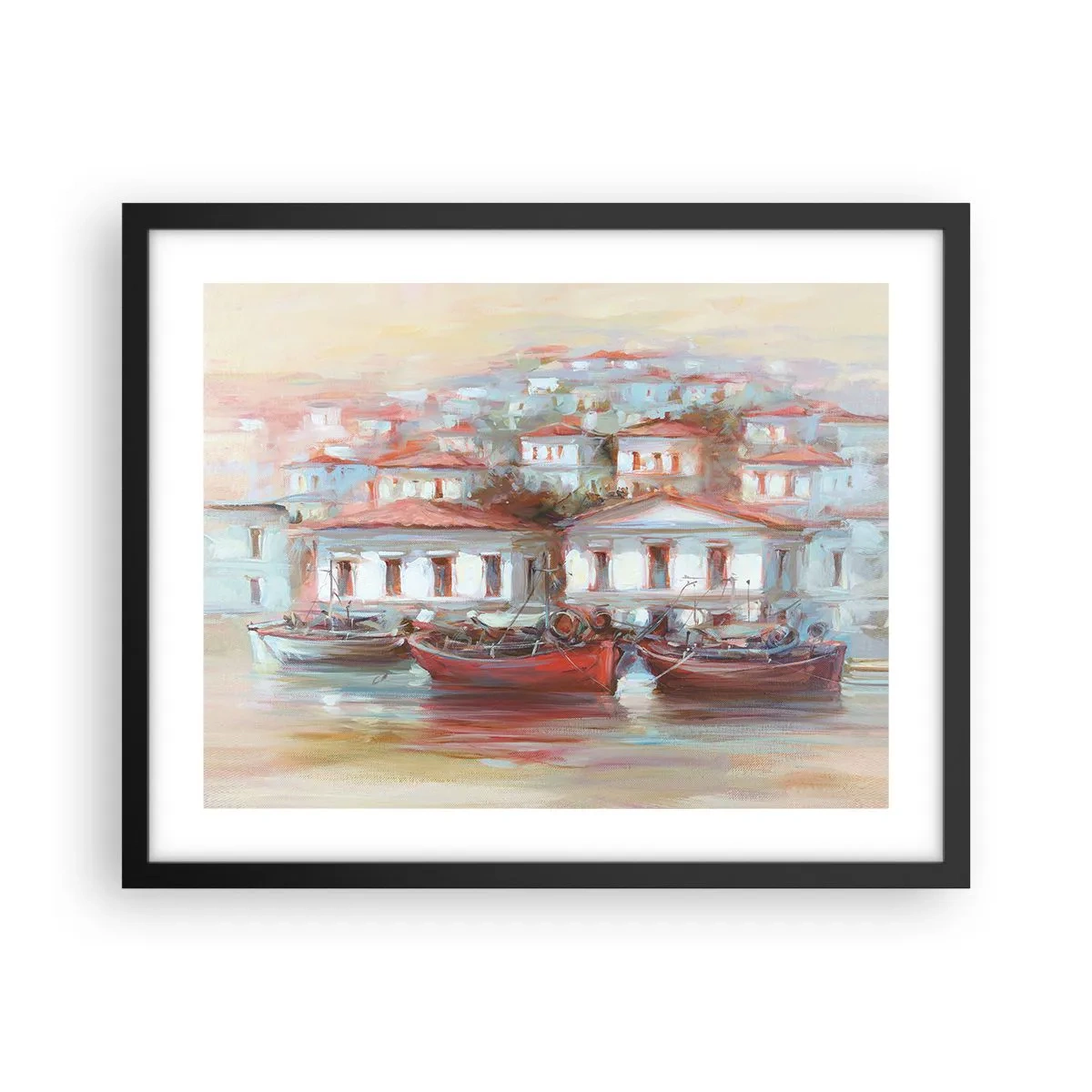 Poster in een zwarte lijst - Gelukkige stad - 50x40 cm