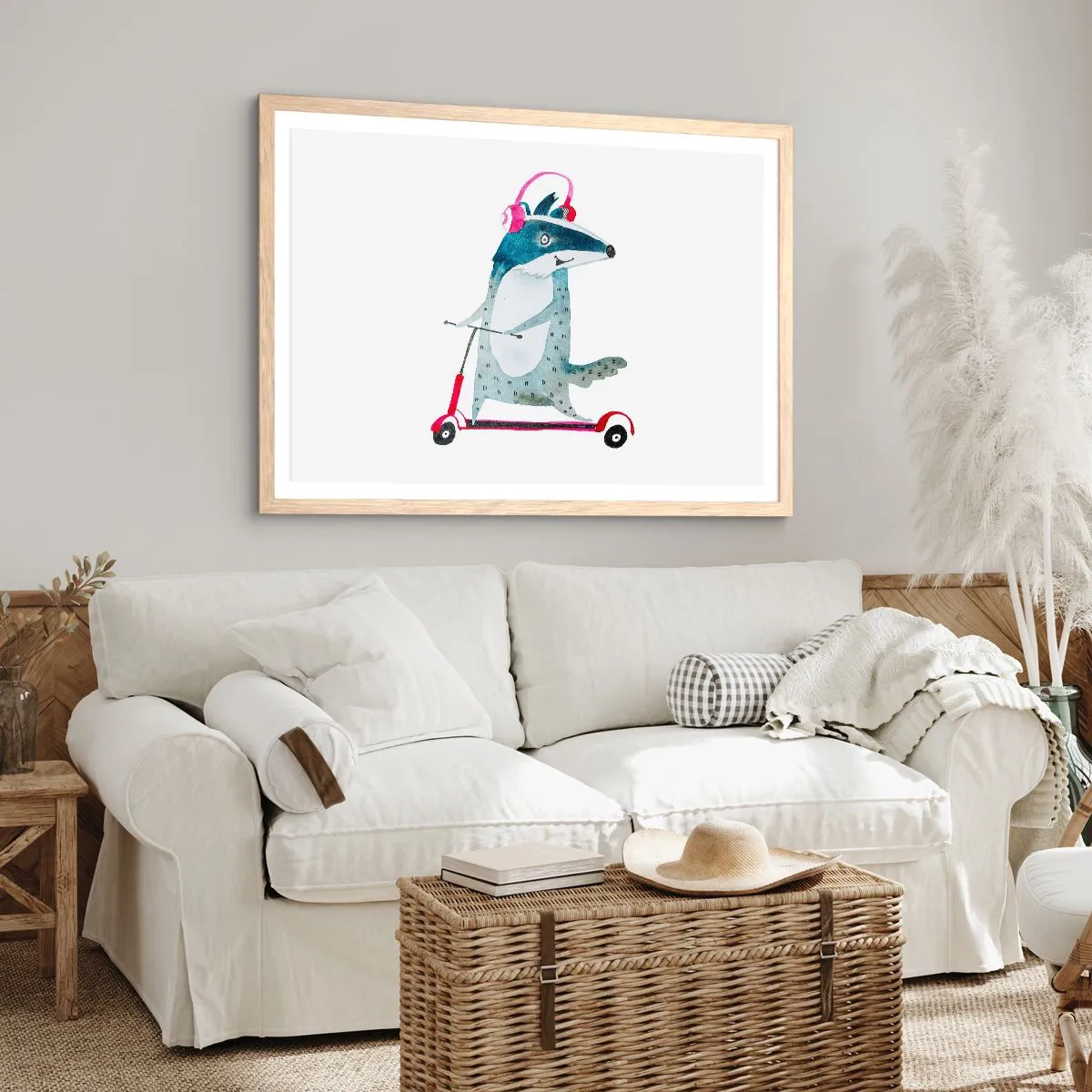 Een poster in een licht eiken lijst - Badger vreugde - 40x30 cm