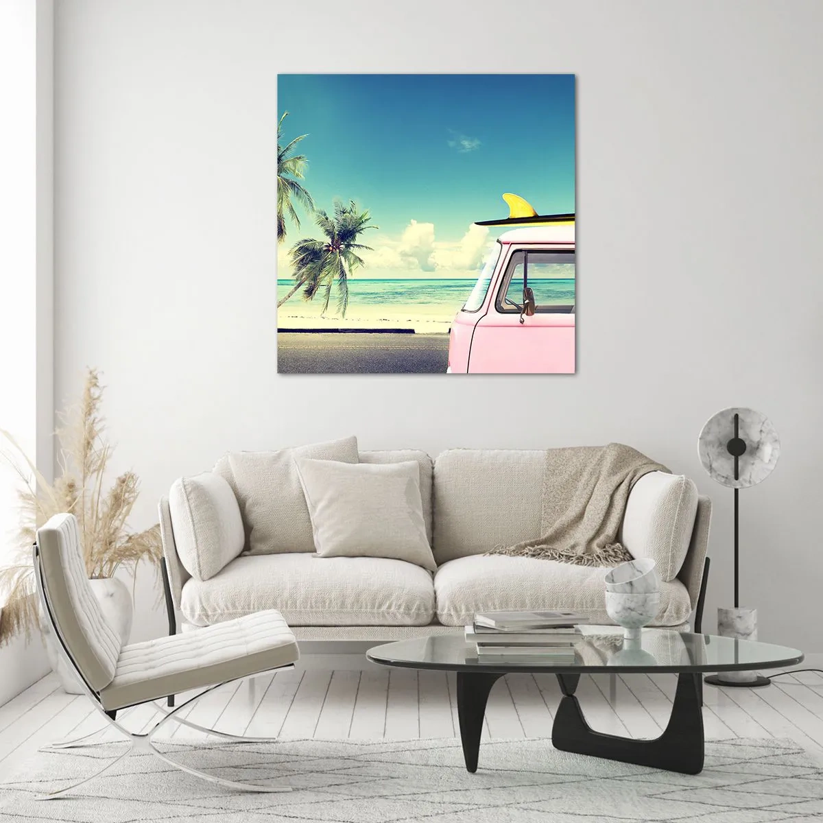 Schilderen op glas - Tijd om aan je vakantie te beginnen. - 40x40 cm