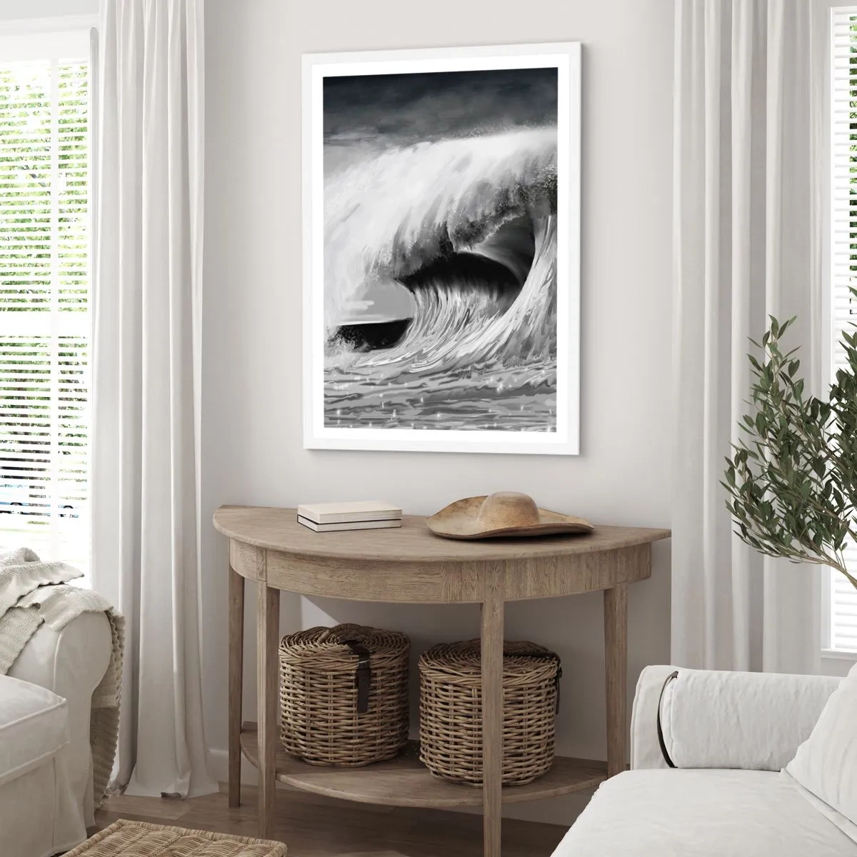 Poster in een witte lijst - De woede van de oceaan - 40x50 cm