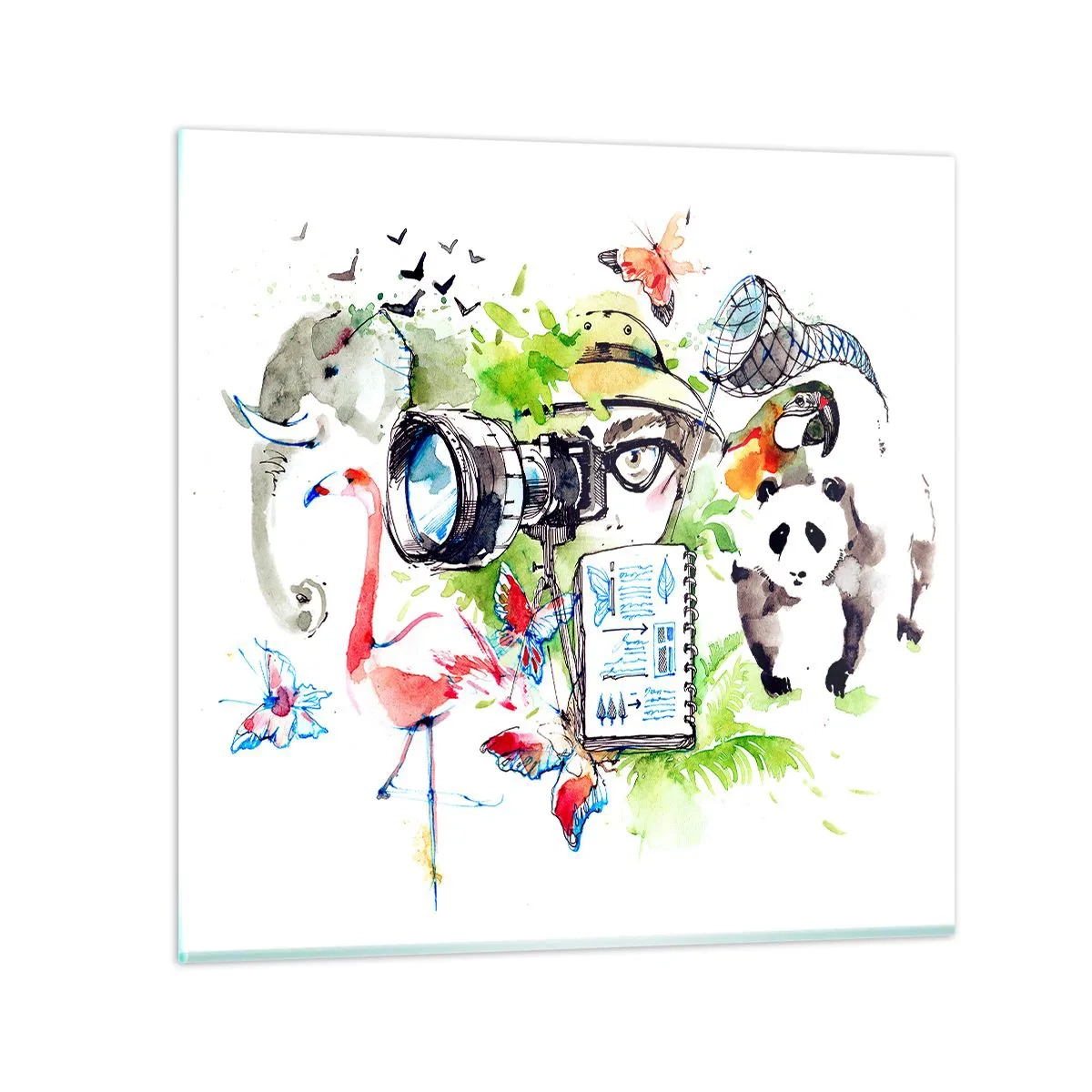 Schilderen op glas - In de lens van een reiziger - 70x70 cm