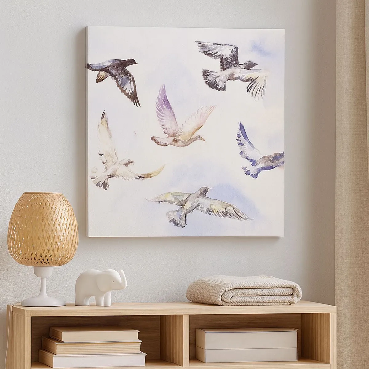 Schilderen op canvas - Vrijheid in grijs en blauw - 30x30 cm