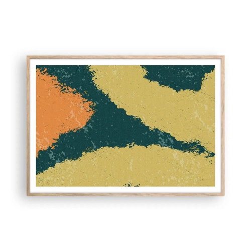 Een poster in een licht eiken lijst - Abstractie – langzame beweging - 100x70 cm