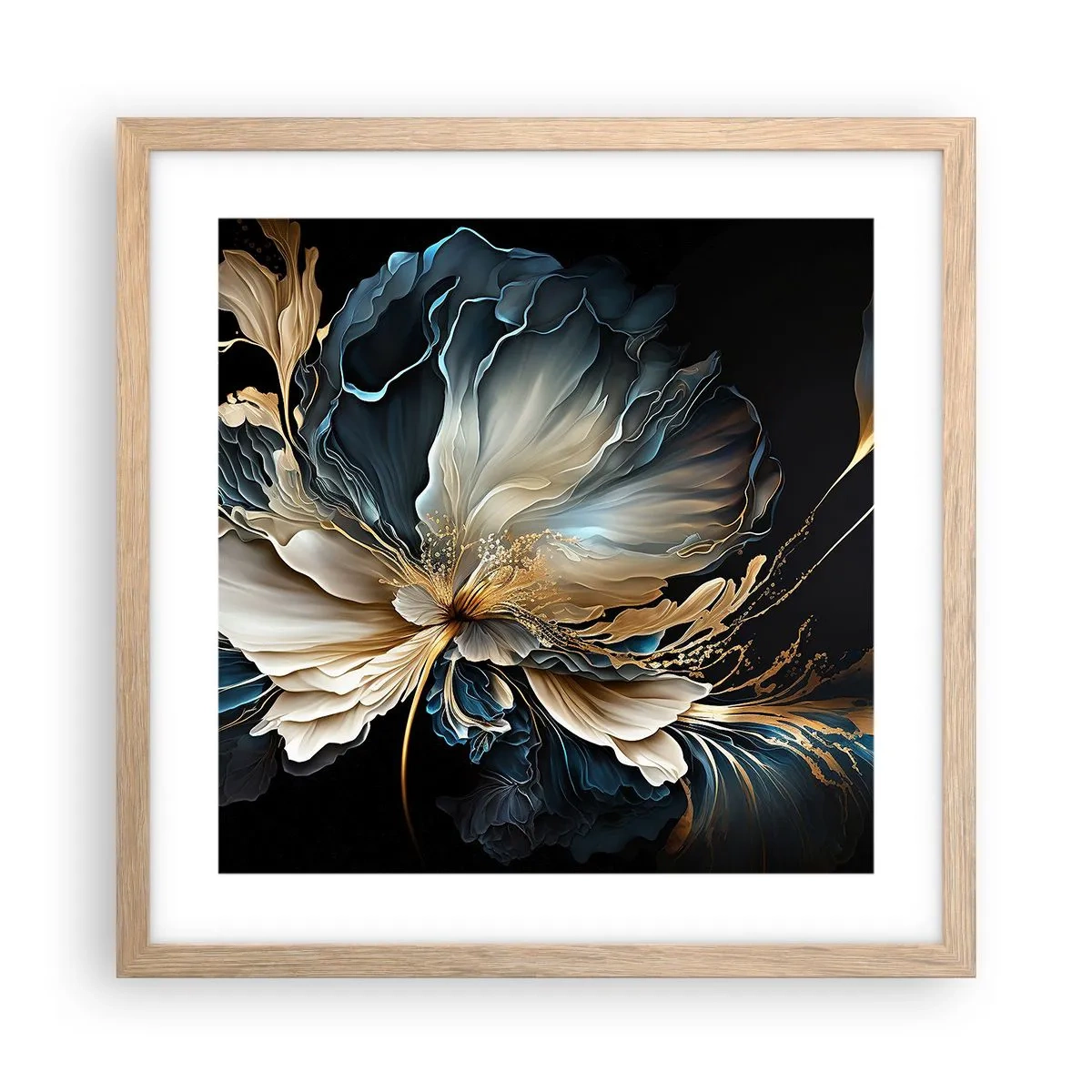 Een poster in een licht eiken lijst - Sprookjesachtige varenbloem - 40x40 cm