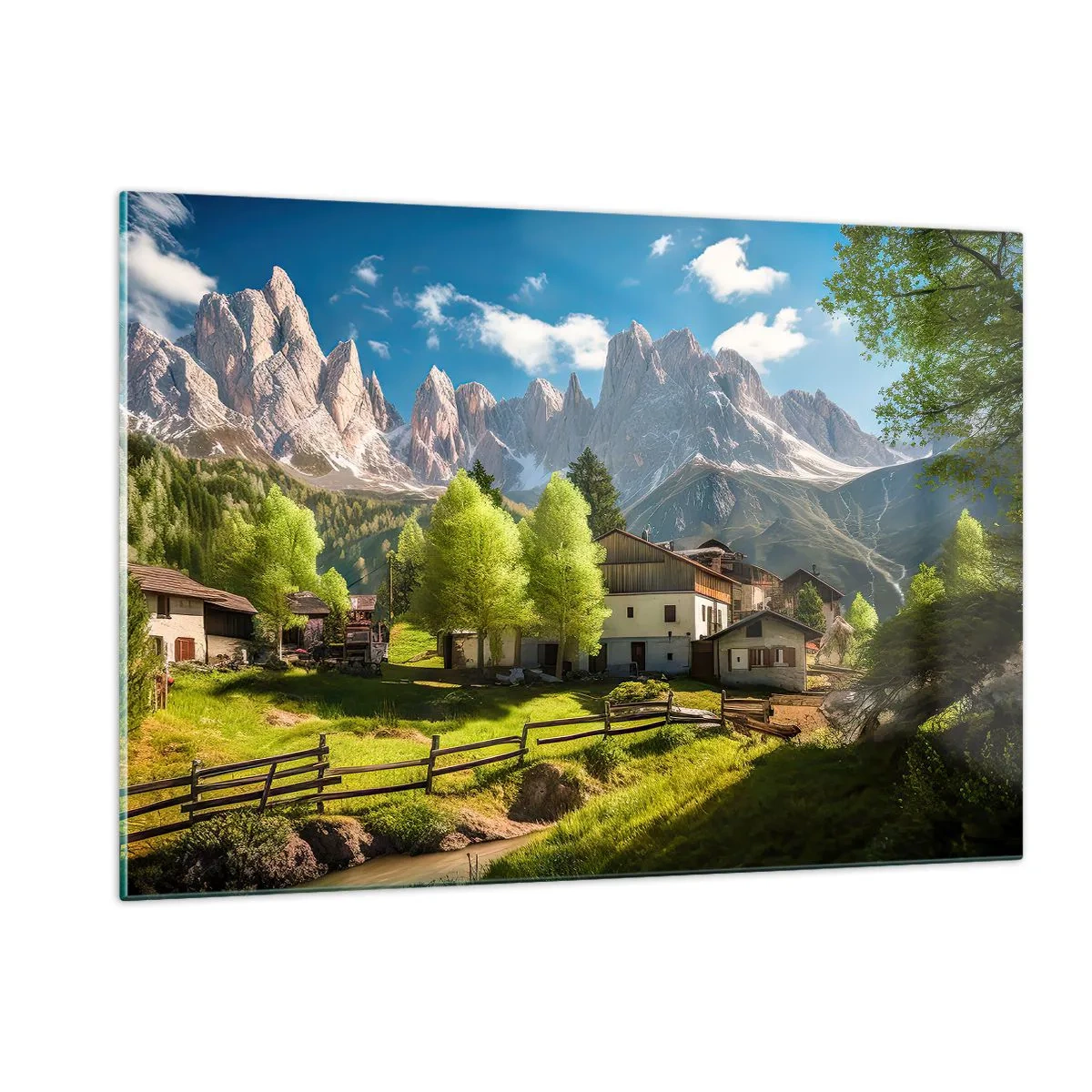 Schilderen op glas - Alpine idylle - 120x80 cm