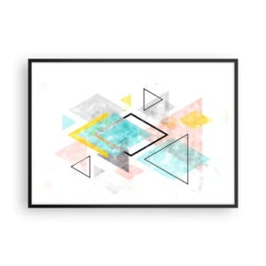 Poster in een zwarte lijst - Geometrisch spel - 100x70 cm