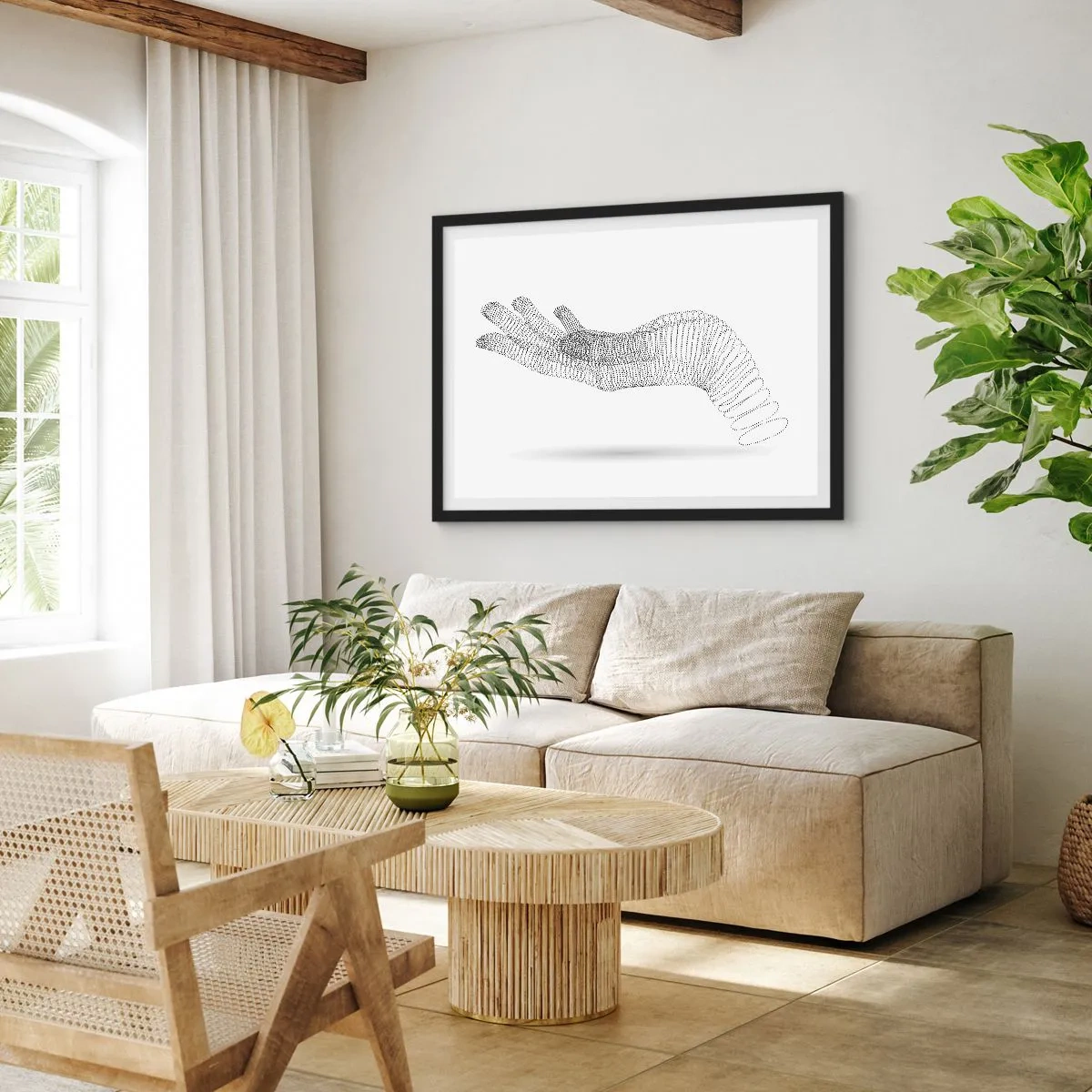 Poster in een zwarte lijst - Veerkrachtige hand - 40x30 cm