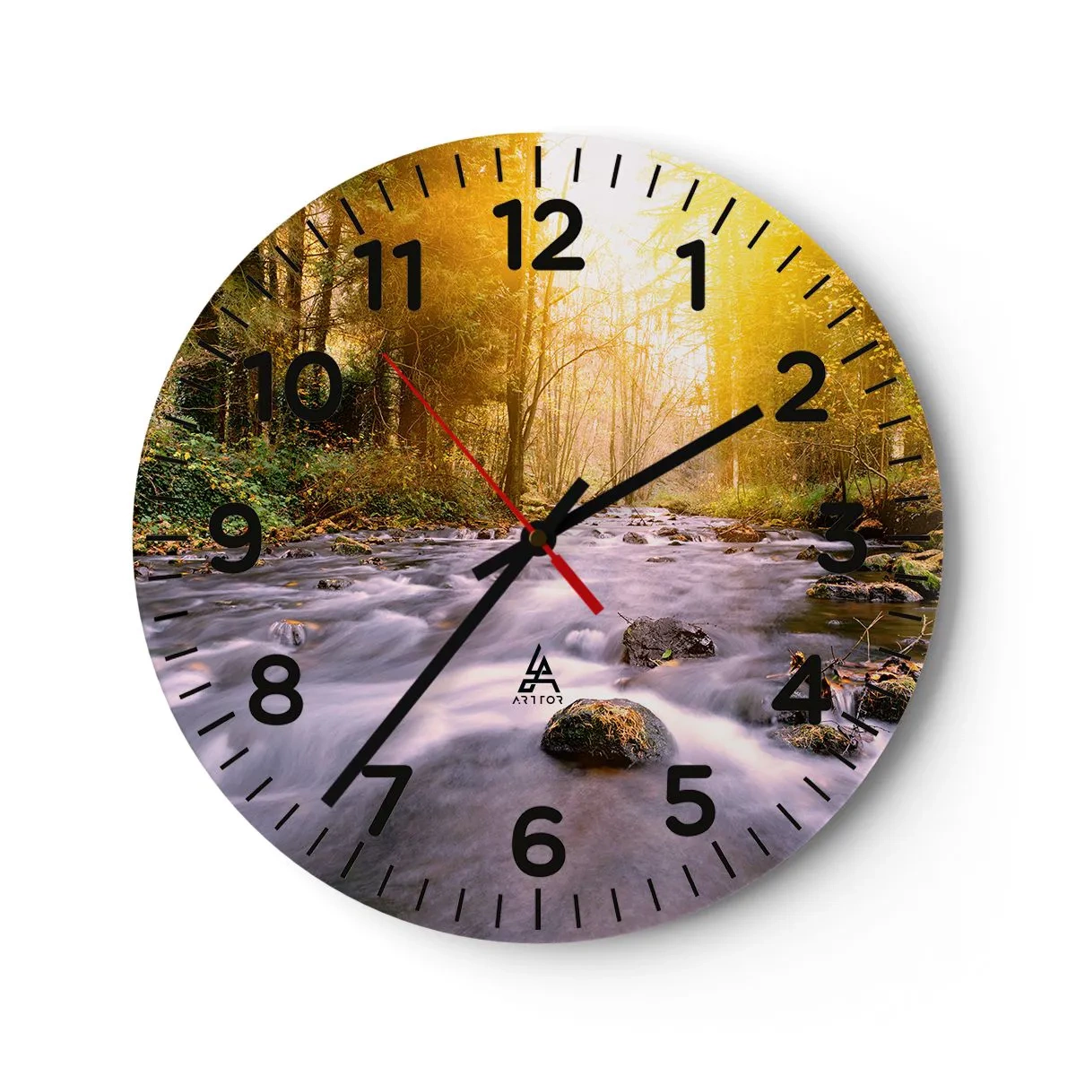 Wandklok - Klok - Malachiet in een zilveren en gouden lijst - 40x40 cm