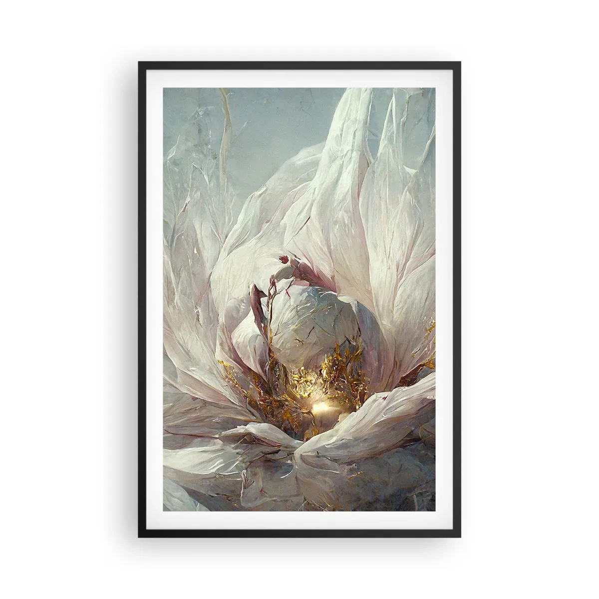 Poster in een zwarte lijst - Hij bloeit eens in de honderd jaar - 61x91 cm