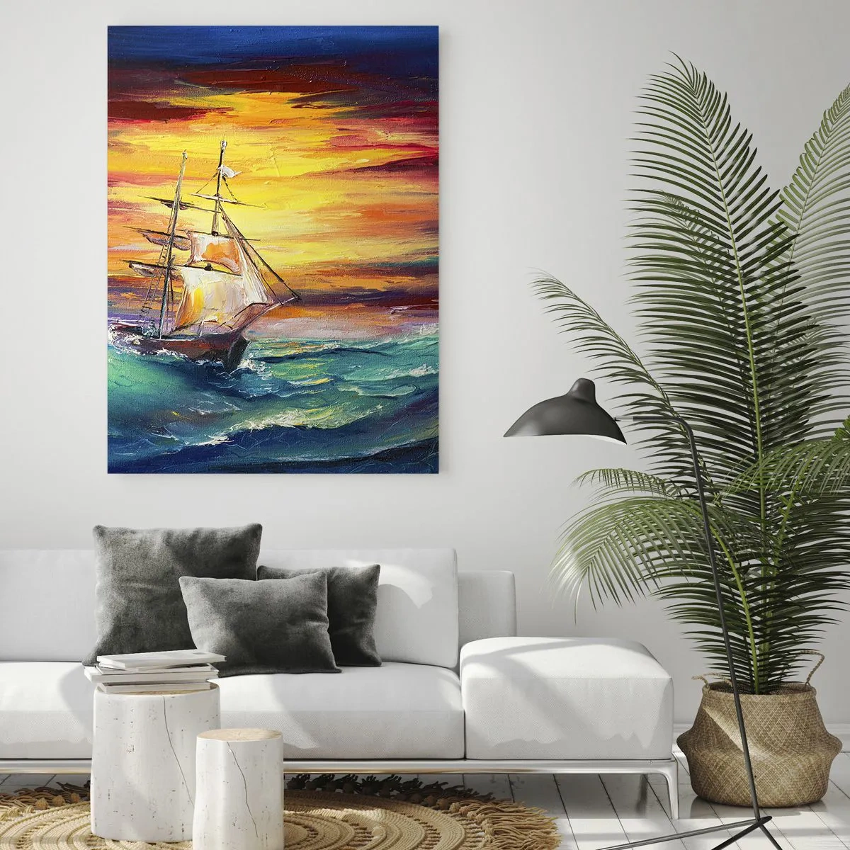 Schilderen op glas - Dapper onder de golven - 50x70 cm