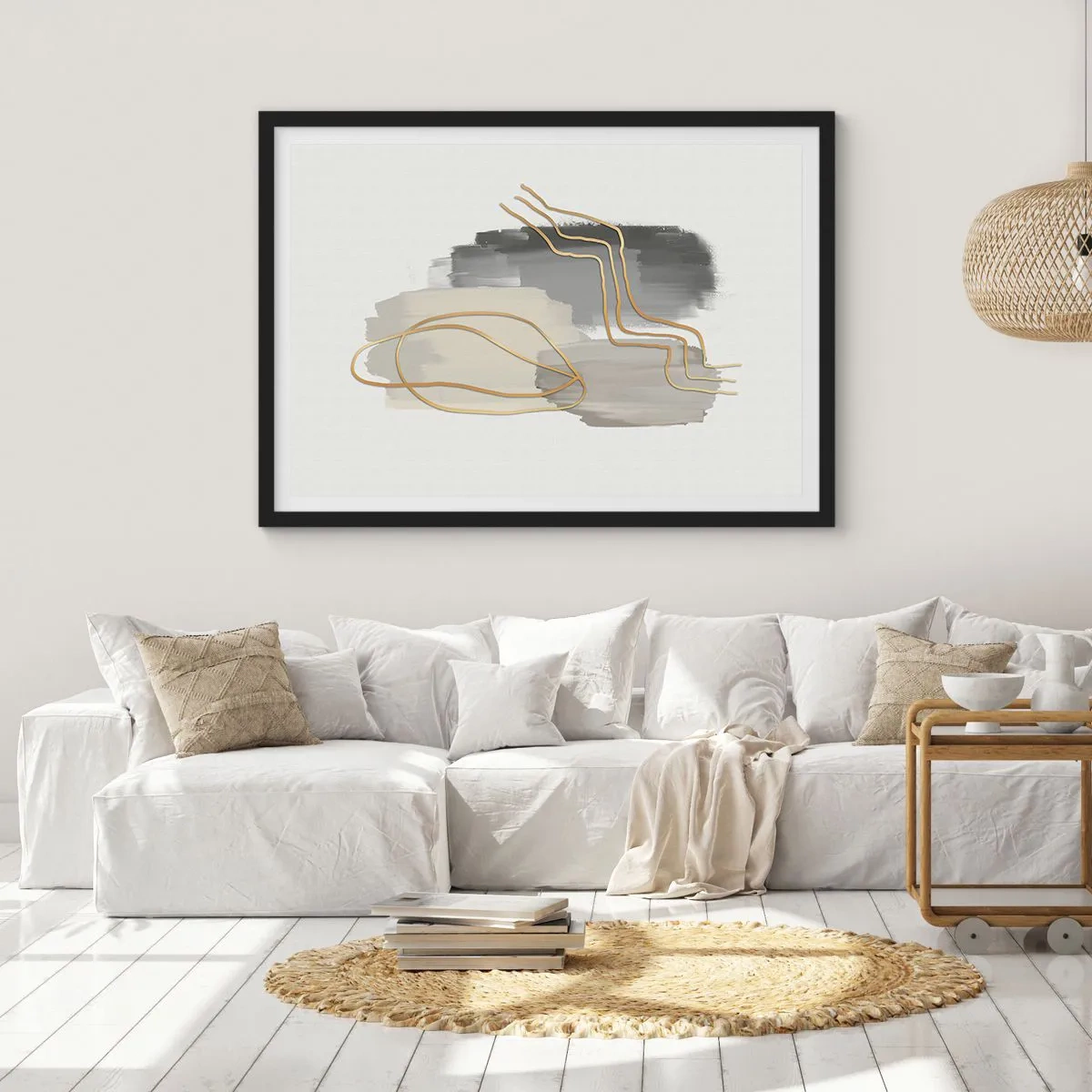 Poster in een zwarte lijst - Duur en beweging - 91x61 cm