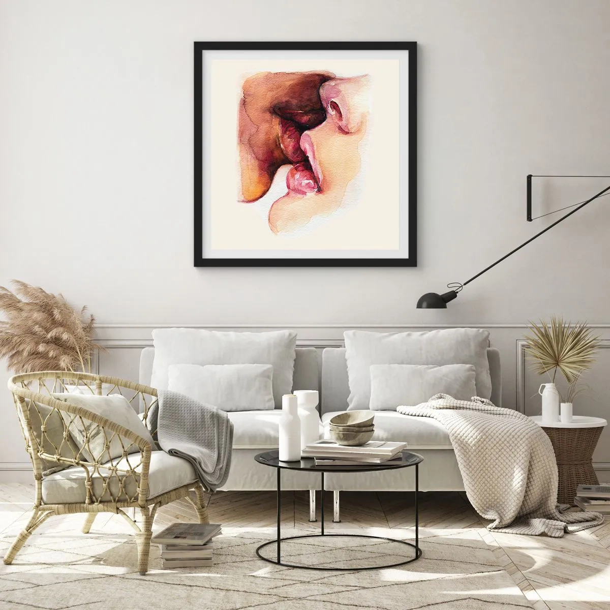 Poster in een zwarte lijst - Zoals dag en nacht, aarde en lucht - 40x40 cm