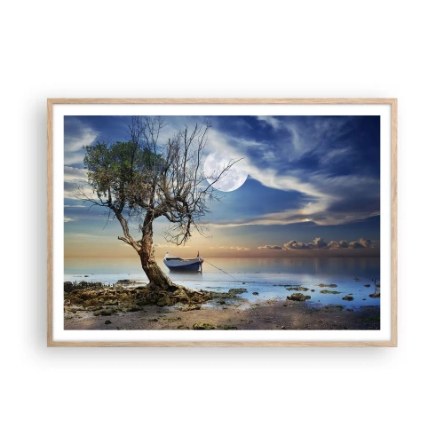Een poster in een licht eiken lijst - Is dit het einde of het begin? - 100x70 cm