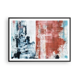 Poster in een zwarte lijst - Fifty Fifty abstract - 100x70 cm