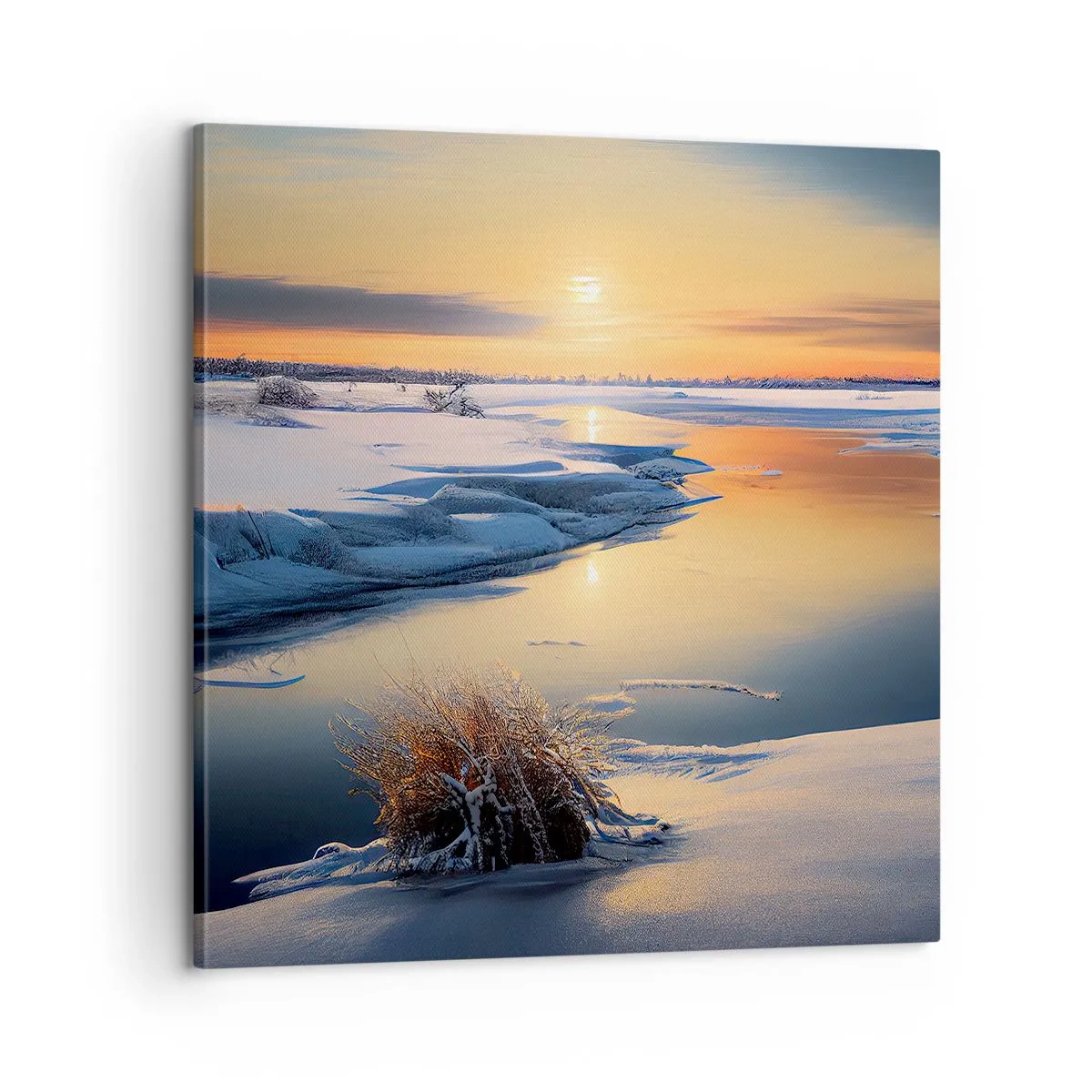 Schilderen op canvas - Winterse zonsondergang - 60x60 cm