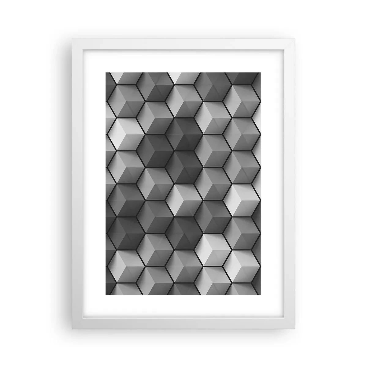 Poster in een witte lijst - Kubistische puzzel - 30x40 cm