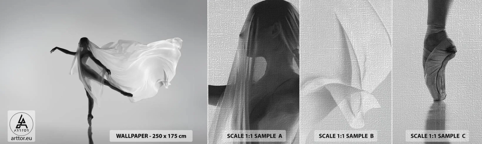 Fotobehang Monster Premium Canvas - Lichtheid en gratie - Vrouw, Dans, Model - 100x30 cm