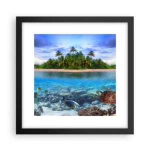 Poster in een zwarte lijst - Hemels eiland nodigt je uit - 30x30 cm