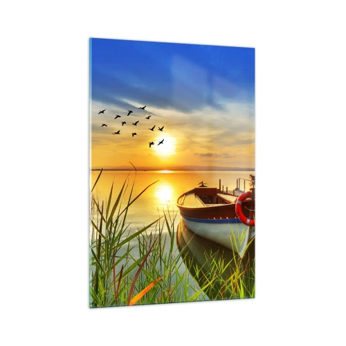 Schilderen op glas - De aalscholvers vliegen al weg - 70x100 cm