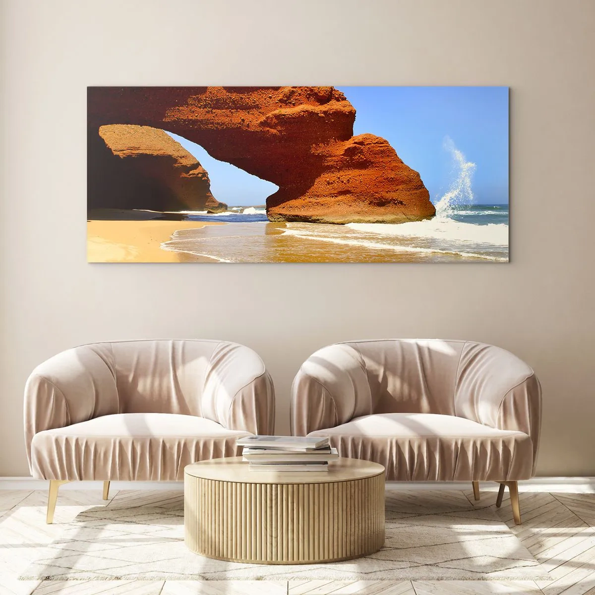 Schilderen op glas - Water en wind  al duizen jaren - 90x30 cm