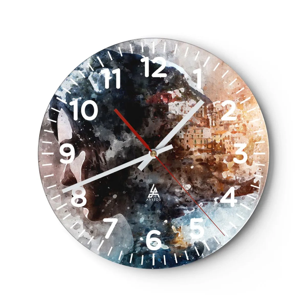 Wandklok - Klok - Een verhaal over een meisje met een stad op de achtergrond - 30x30 cm