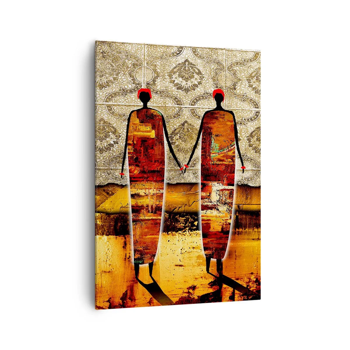 Schilderen op canvas - Etnische compositie in de kleuren van Afrika - 70x100 cm