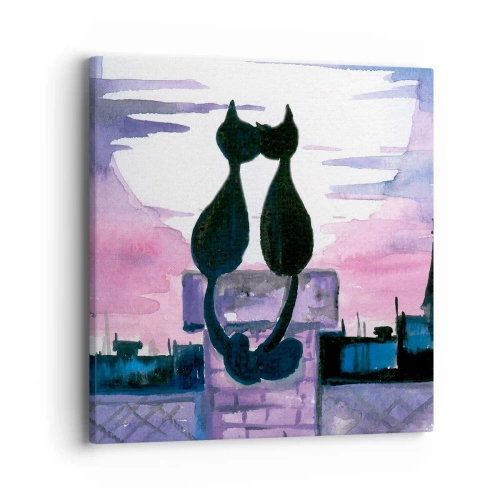Schilderen op canvas - Afspraak onder de maan - 40x40 cm