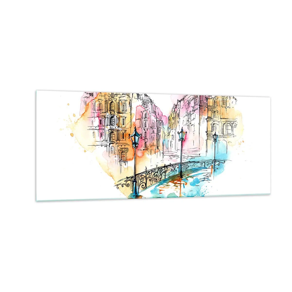 Schilderen op glas - Het hart van de stad - 100x40 cm