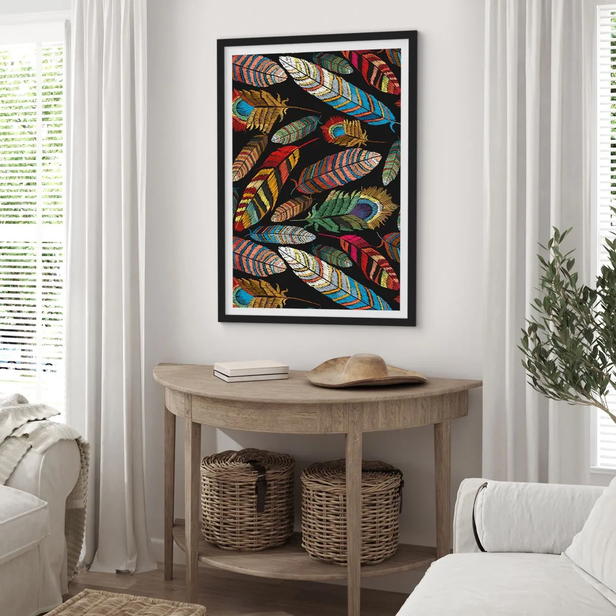 Poster in een zwarte lijst - Het vogelcarnaval - 70x100 cm