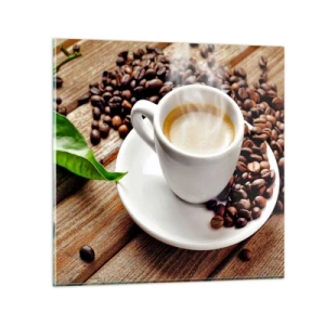 Schilderen op glas - Koffie op de bank - 30x30 cm