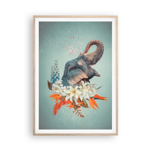 Een poster in een licht eiken lijst - Een gebrul van vreugde - 70x100 cm