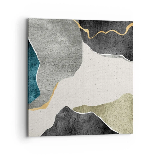 Schilderen op canvas - Mozaïekcompositie met gouddraad - 70x70 cm