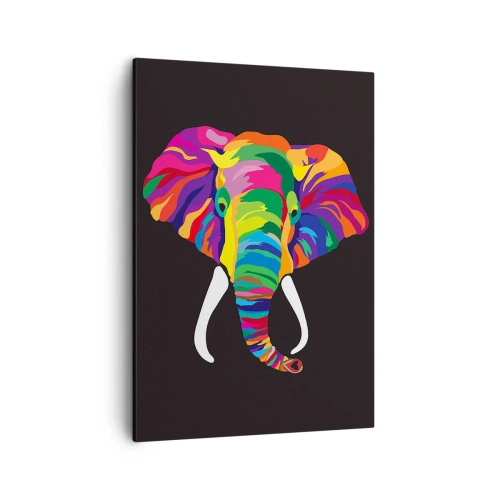 Schilderen op canvas - De olifant die ervan hield om in de regenboog te baden - 50x70 cm