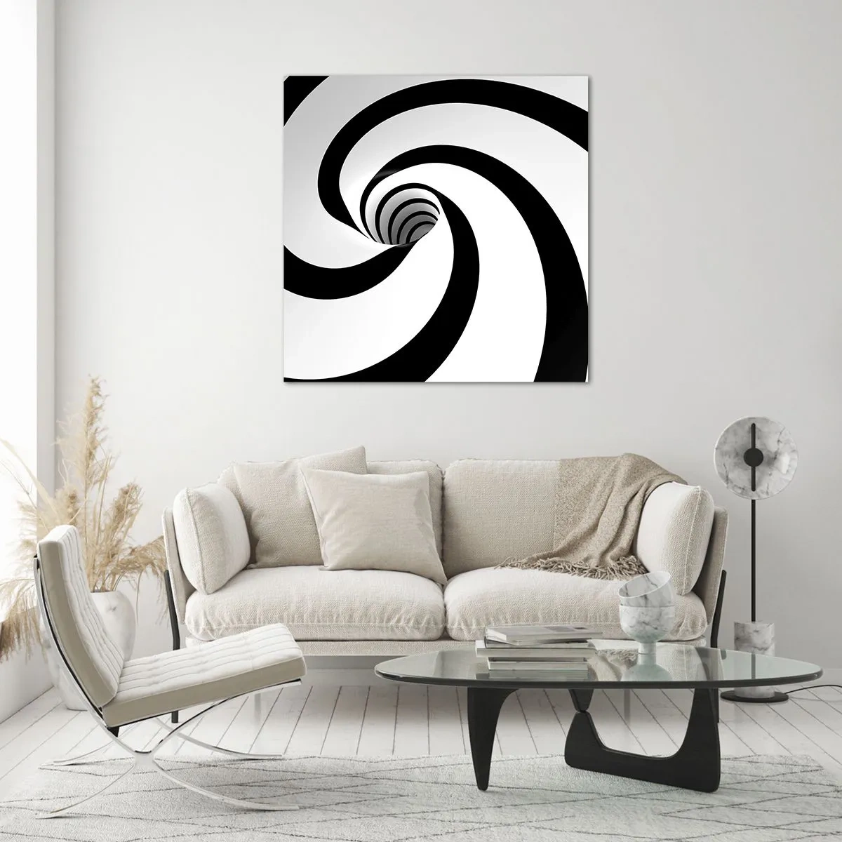 Schilderen op glas - Toegeven aan de draaikolk? - 60x60 cm