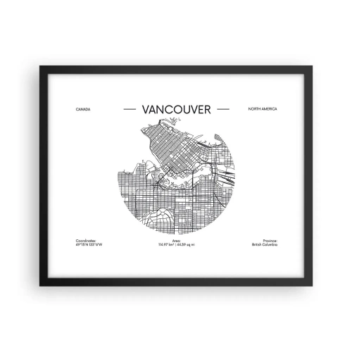 Poster in een zwarte lijst - Anatomie van Vancouver - 50x40 cm