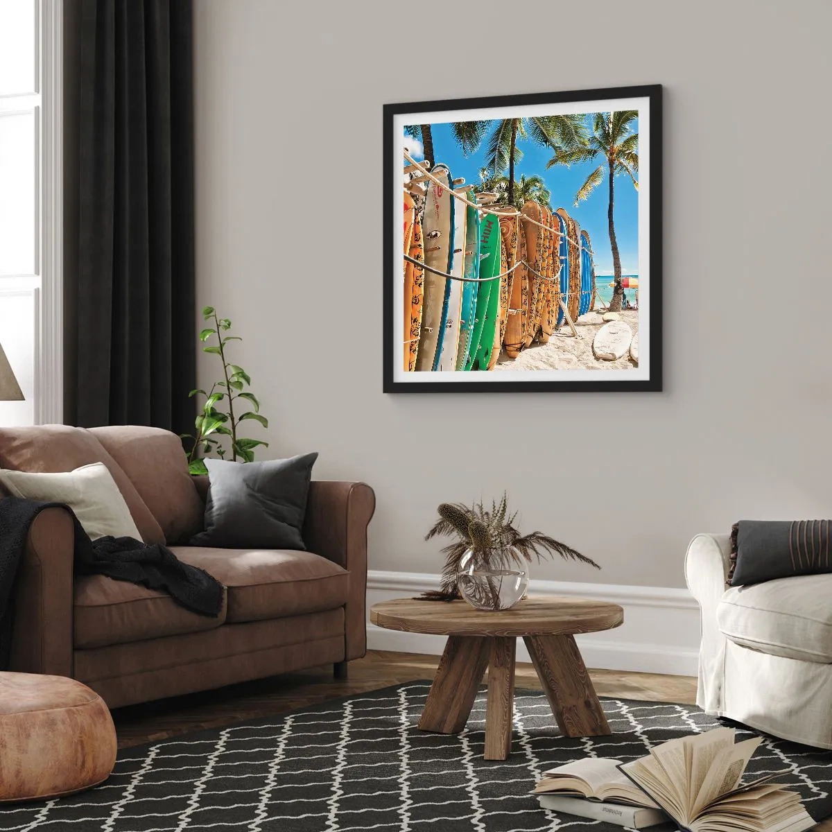 Poster in een zwarte lijst - Zonnig plezier - 60x60 cm